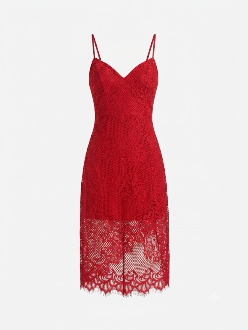 Charlotte Russe Red Lace Midi Dress